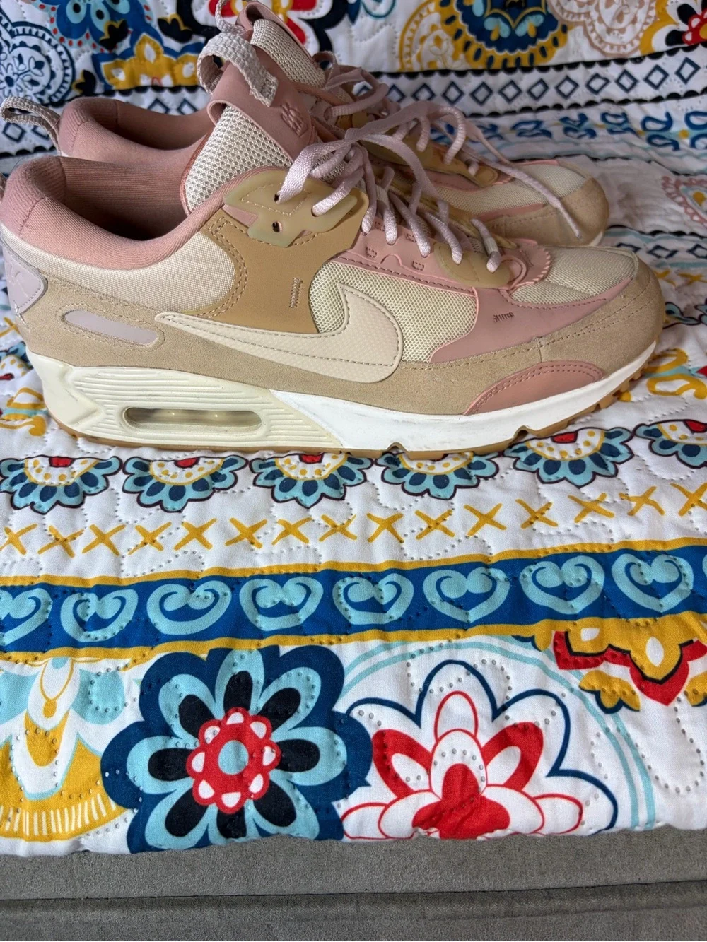 Nike Peach and Pink Lace-Up Sneakers